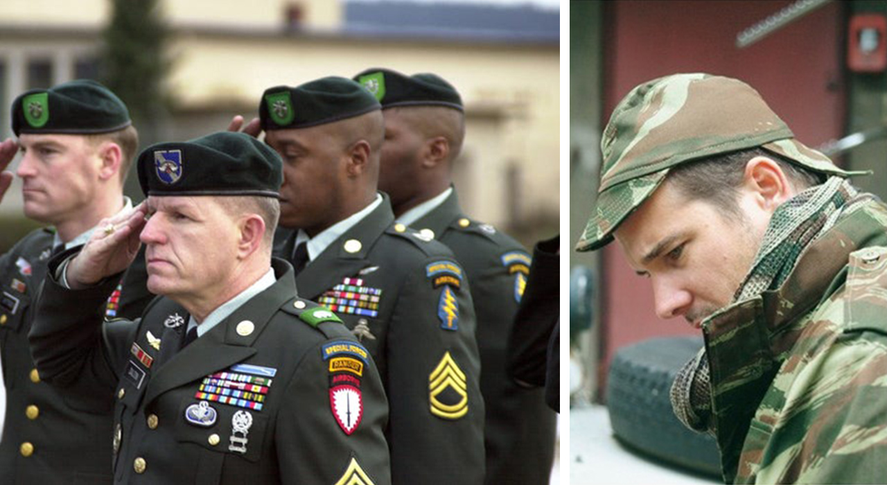 The berets on the left and bigeard cap on the right.