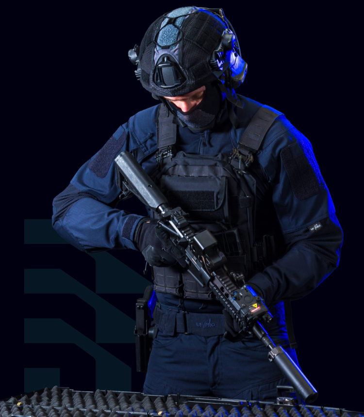UF PRO TACTICAL GEAR IN NAVY BLUE Navy Blue - distinguishing LE from military personnel.