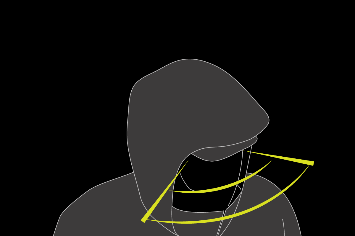 UNHINDERED SIGHT Tactical hooded jacket with unhindered sight.
