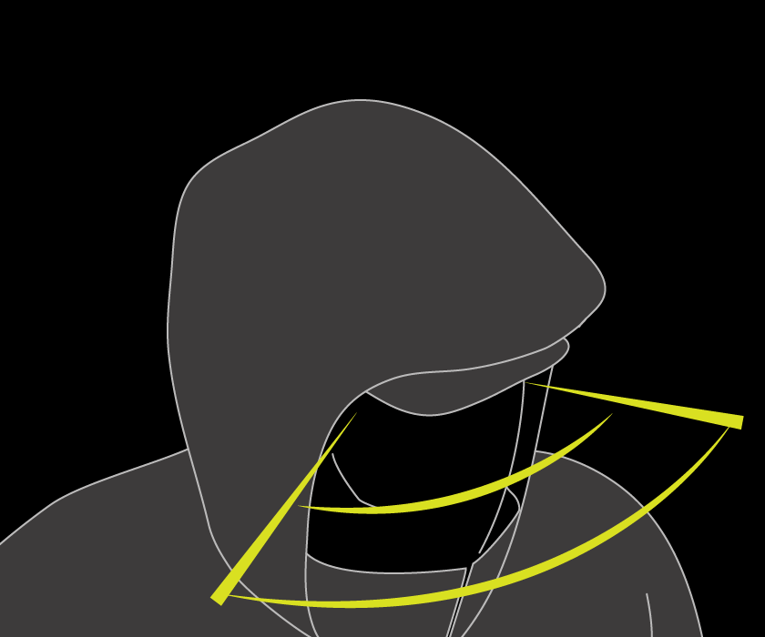 UNHINDERED SIGHT Tactical hooded jacket with unhindered sight.