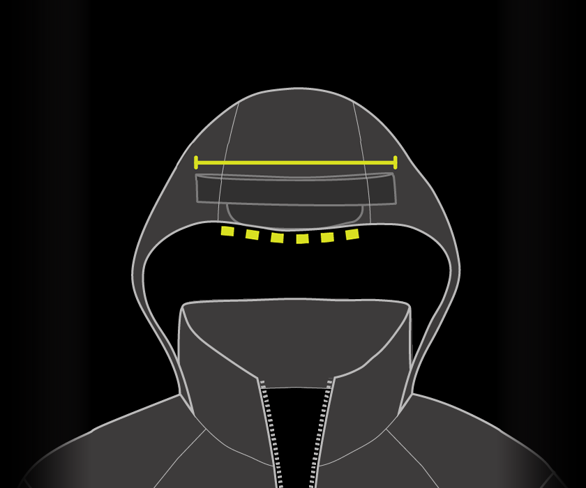 PORAVNAJ SISTEM HOOD/HARNES® Zloži kapuco s sistemom Hood/Harness®.