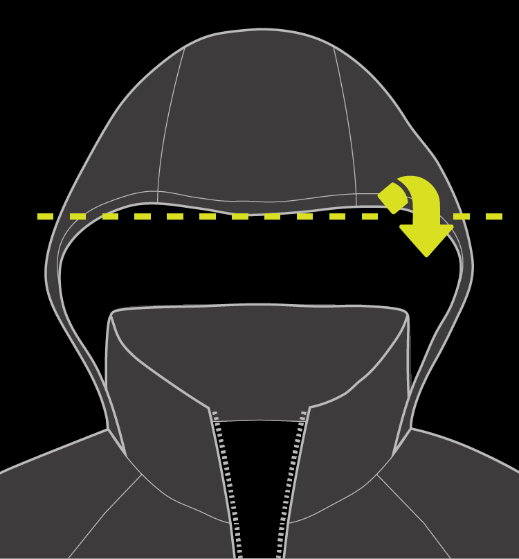 FOLD THE HOOD IN HALF Fold the Hood/Harness® hood.