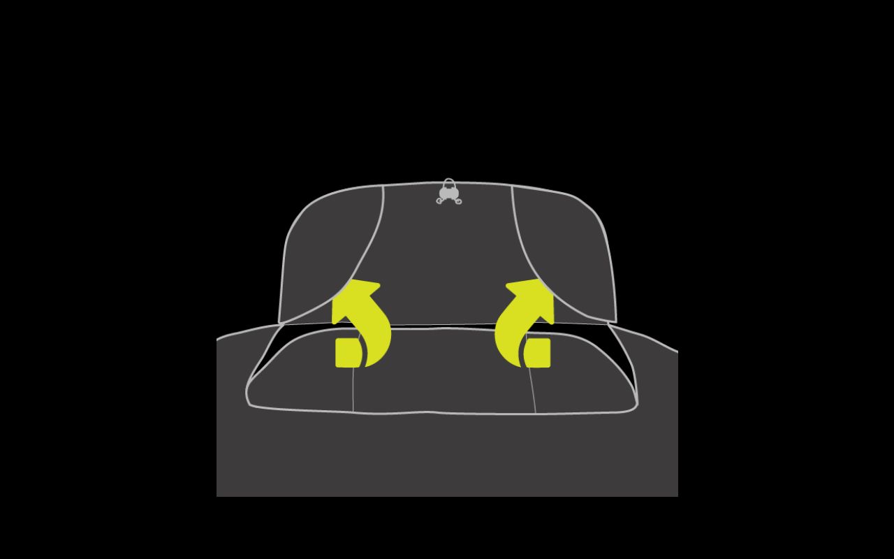FOLD THE HOOD INTO A COLLAR Convert the Hood/Harness® hood into a collar.
