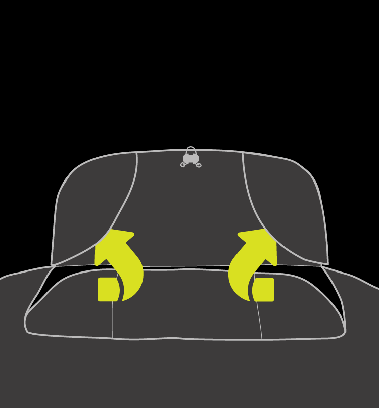 FOLD THE HOOD INTO A COLLAR Convert the Hood/Harness® hood into a collar.