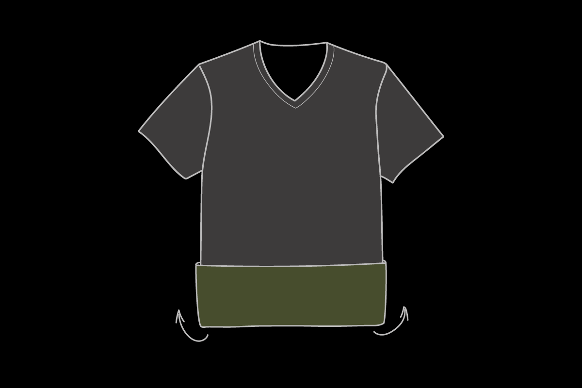 Pack a T-shirt using Ranger Roll technique.