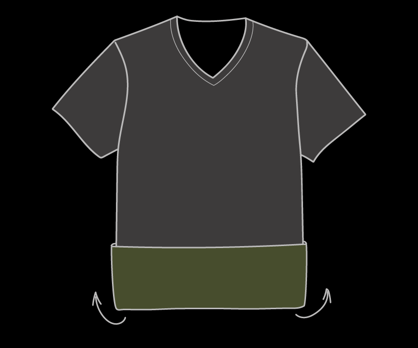 Pack a T-shirt using Ranger Roll technique.